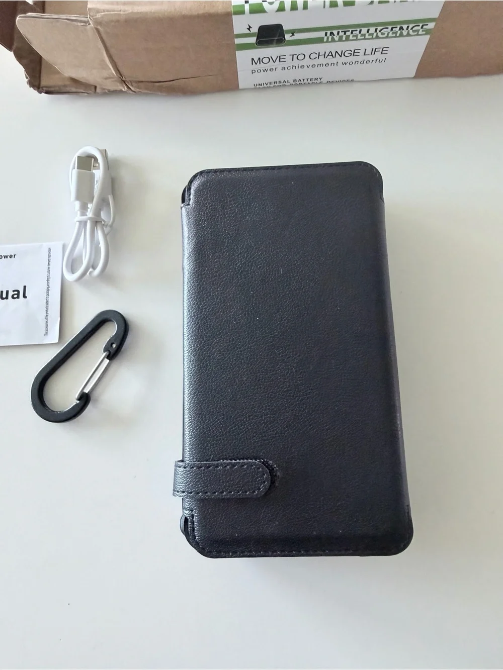 20000mAh Black & Turquoise Portable Solar Power Bank with Built-in Cables